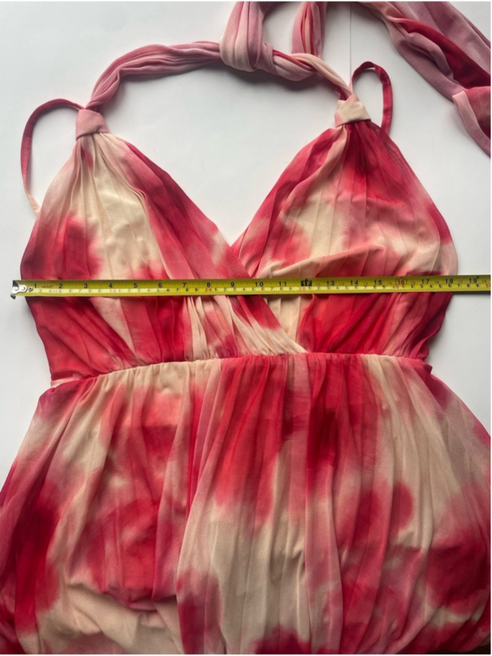 Mango Pink Watercolor Pleated Maxi Dress Large - Picture 8 of 14